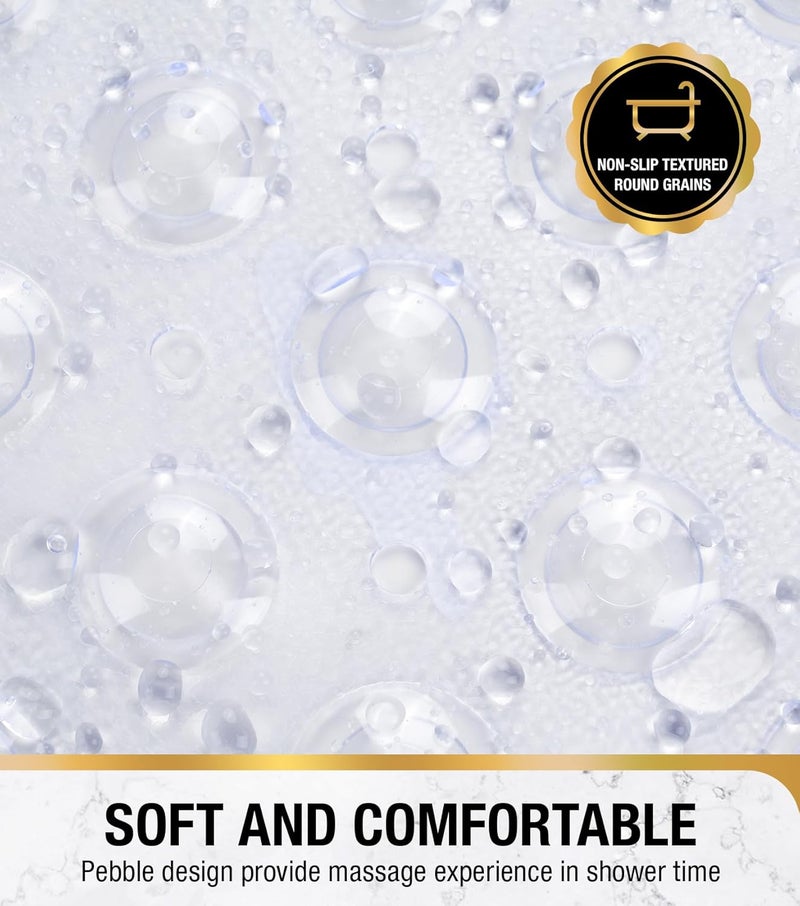 HITSLAM Shower Bathtub Mat Non Slip, 24"x 24" Bath Mat for Tub, Soft PVC Shower Mats for Inside Shower with Suction Cups and Center Drain Hole, Machine Washable Bathroom Floor Mat, Clear - Image 5